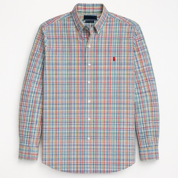 Ralph Lauren Other - Ralph Lauren Classic Fit Multicolor Preppy Plaid Shirt XL 17.5 Orange Pony Logo